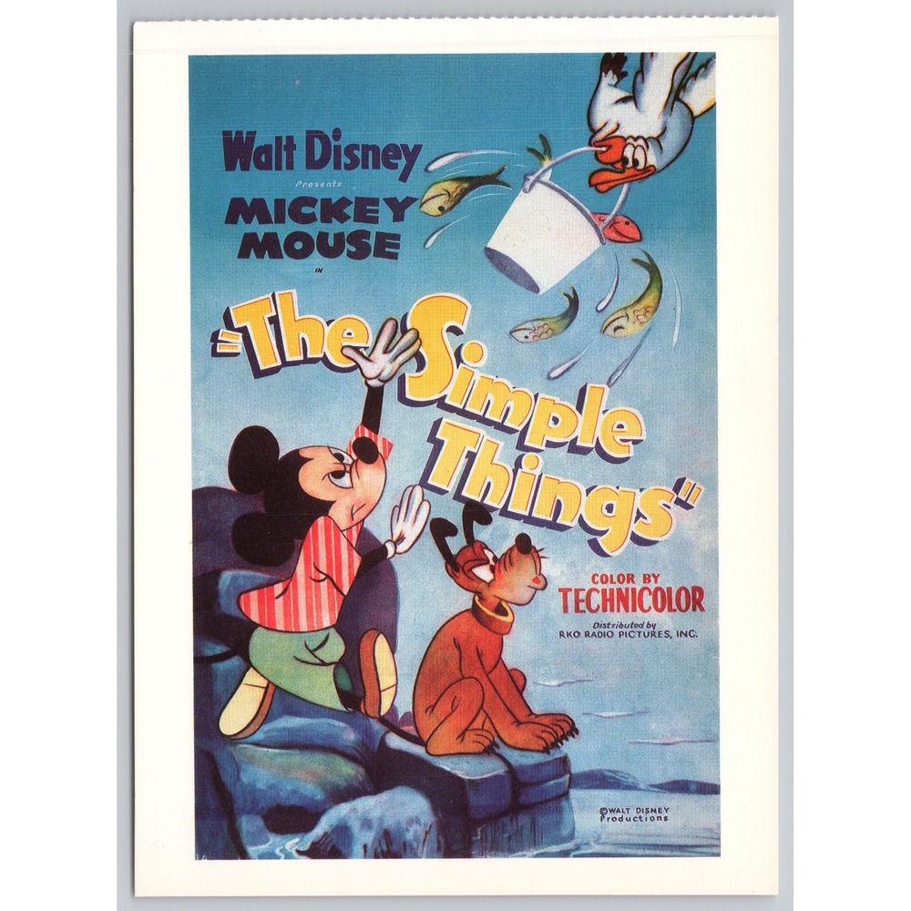 Vintage Walt Disney's Mickey Mouse Postcard To Send or Frame- Simple Things 1953